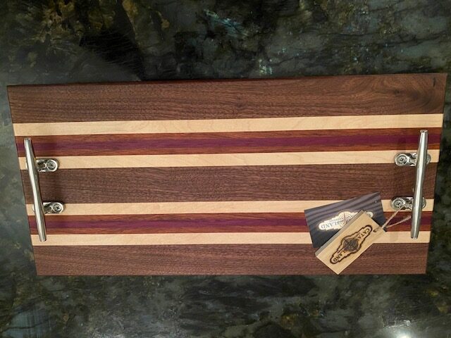 Patriot USA Flag Mahogany, Maple, Epoxy Wood End Grain Handmade Cutting Board