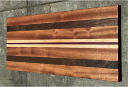 South African Mahogany, Walnut, Hard Maple and Purple Heart Charcuterie Board
