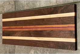 Walnut, South African Mahogany, Hard Maple and Purple Heart Charcuterie Board