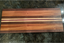 Walnut, South African Mahogany, Hard Maple and Purple Heart Charcuterie Board